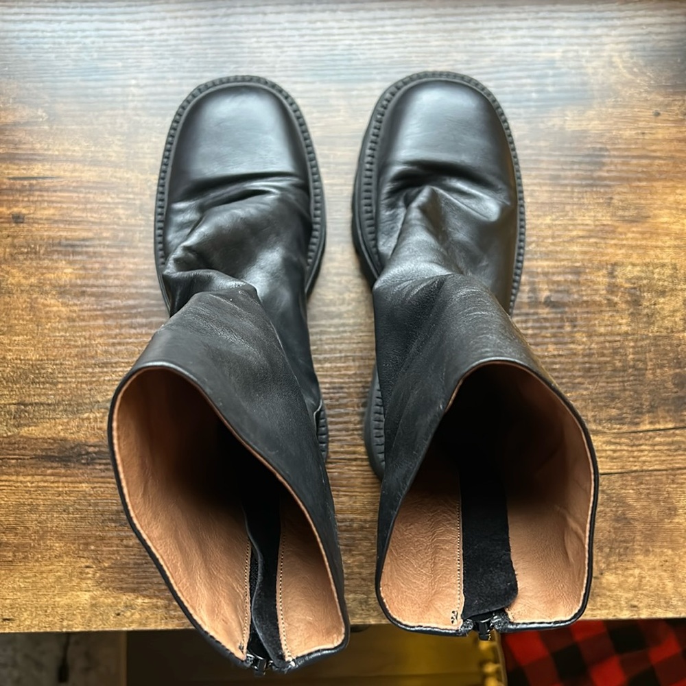 Free People Emma Leather Ruched Platform Boots - Picture 4 of 16